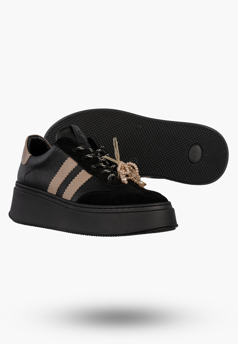 Sneakersy Damskie CheBello Skórzane Buty Sportowe Półbuty Czarne 4805-034-161-PSK-S251