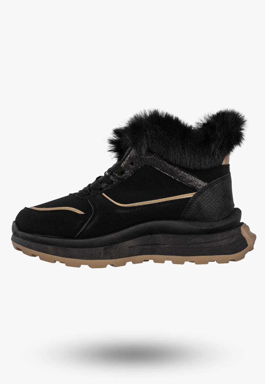 Botki Damskie Buty na platformie Sneakersy Ocieplane Trzewiki Czarne