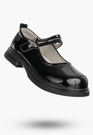 Półbuty Dziewczęce Na Rzepy Buty Eleganckie Skórzana Wkładka Czarne APAWWA B1601P