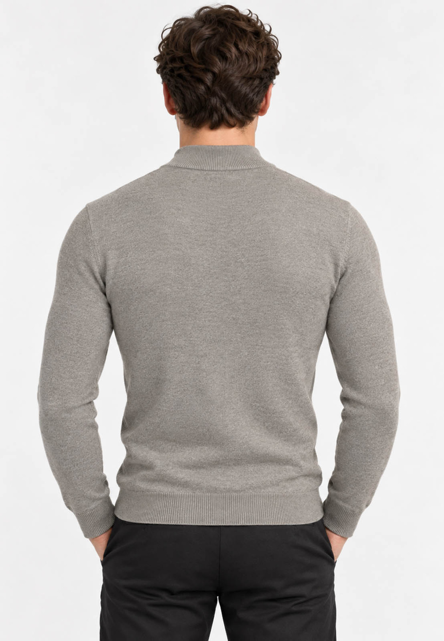Półgolf męski Slim Fit mocno dopasowany z grubszej dzianiny szary odcień Coffee