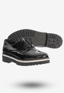Półbuty Buty Damskie Skórzane Eleganckie Czarne Lakierowane 3519/090-P