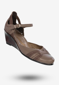 Buty Damskie Skórzane Sandały Na Koturnie Brązowe 913