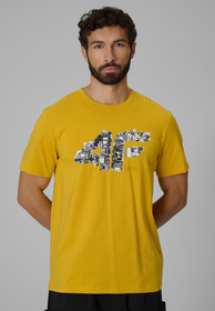 Koszulka Męska 4F T-Shirt Bawełniany Regular Sportowy Żółty 4FWSS26TTSHM2659