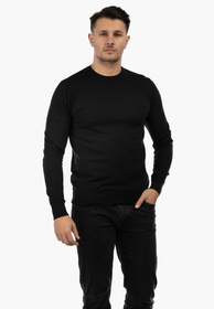 Sweter Męski Elegancki Klasyczny Basic Czarny S-CZ-1-2024