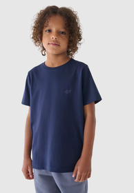 Koszulka Chłopięca 4F T-shirt Klasyczny Basic Granatowy 4FJWSS24TTSHM1116