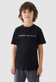 T-shirt Chłopięcy 4F Bawełniany Czarny Koszulka Sportowa Regular 4FJWAW24TTSHM1552