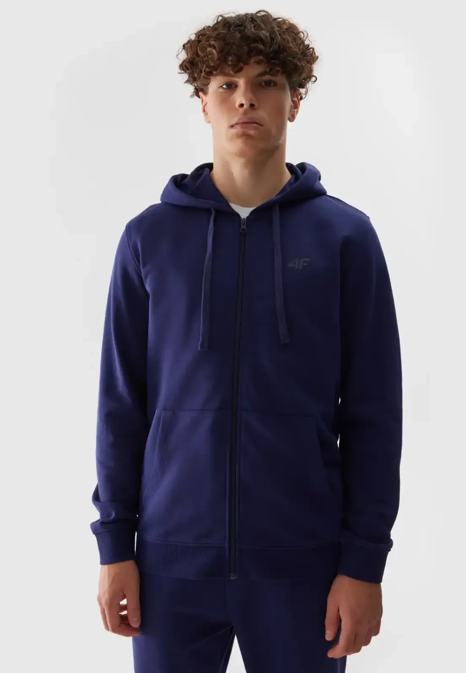 Bluza Męska 4F Z Kapturem Nieocieplana Rozpinana Sportowa Granatowa 4FWSS24TSWSM0951