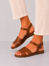 Sandały Damskie Skórzane Buty Eleganckie Letnie Casual Brązowe