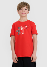 Koszulka Chłopięca 4F T-shirt Z Nadrukiem Regular Czerwony 4FJRSS25TTSHM2643