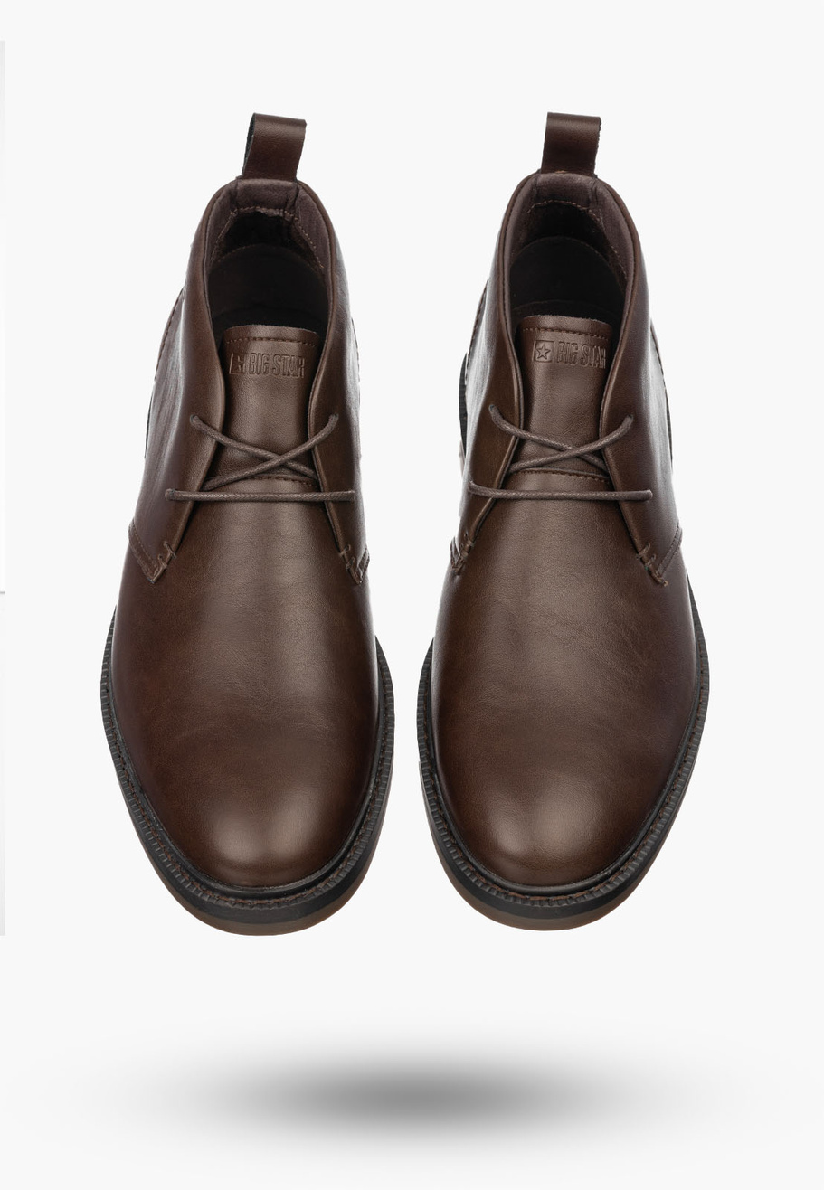 Trzewiki Męskie BIG STAR Buty Skórzane Eleganckie Brązowe UU174275