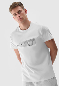 Koszulka Męska 4F T-shirt Sportowy Regular Biały Z Nadrukiem 4FRSS24TTSHM2470