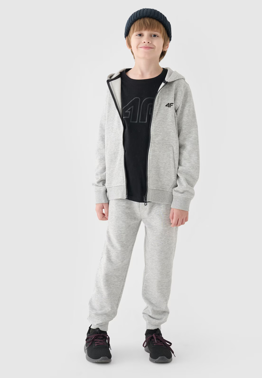 Bluza Chłopięca 4F Z Kapturem Rozpinana Szara 4FJWMM00TSWSM1295