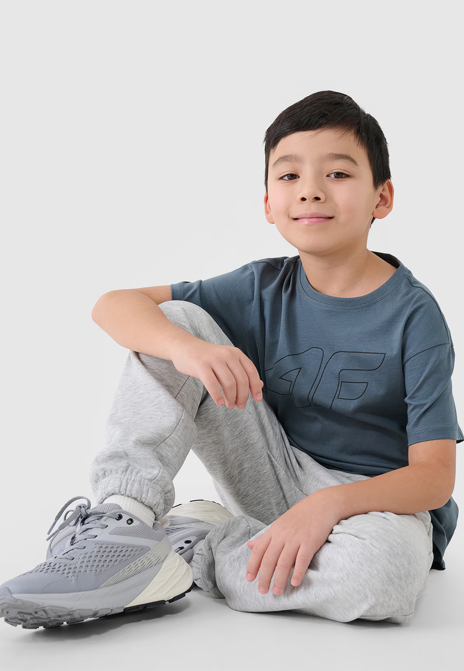 Koszulka Chłopięca 4F T-shirt Z Nadrukiem Szary 4FJWSS25TTSHM2325