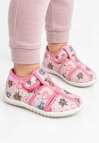 Kapcie Dziecięce Na Rzepy Barefoot Buty Lekkie Skórzana Wkładka Wojtyłko Różowe