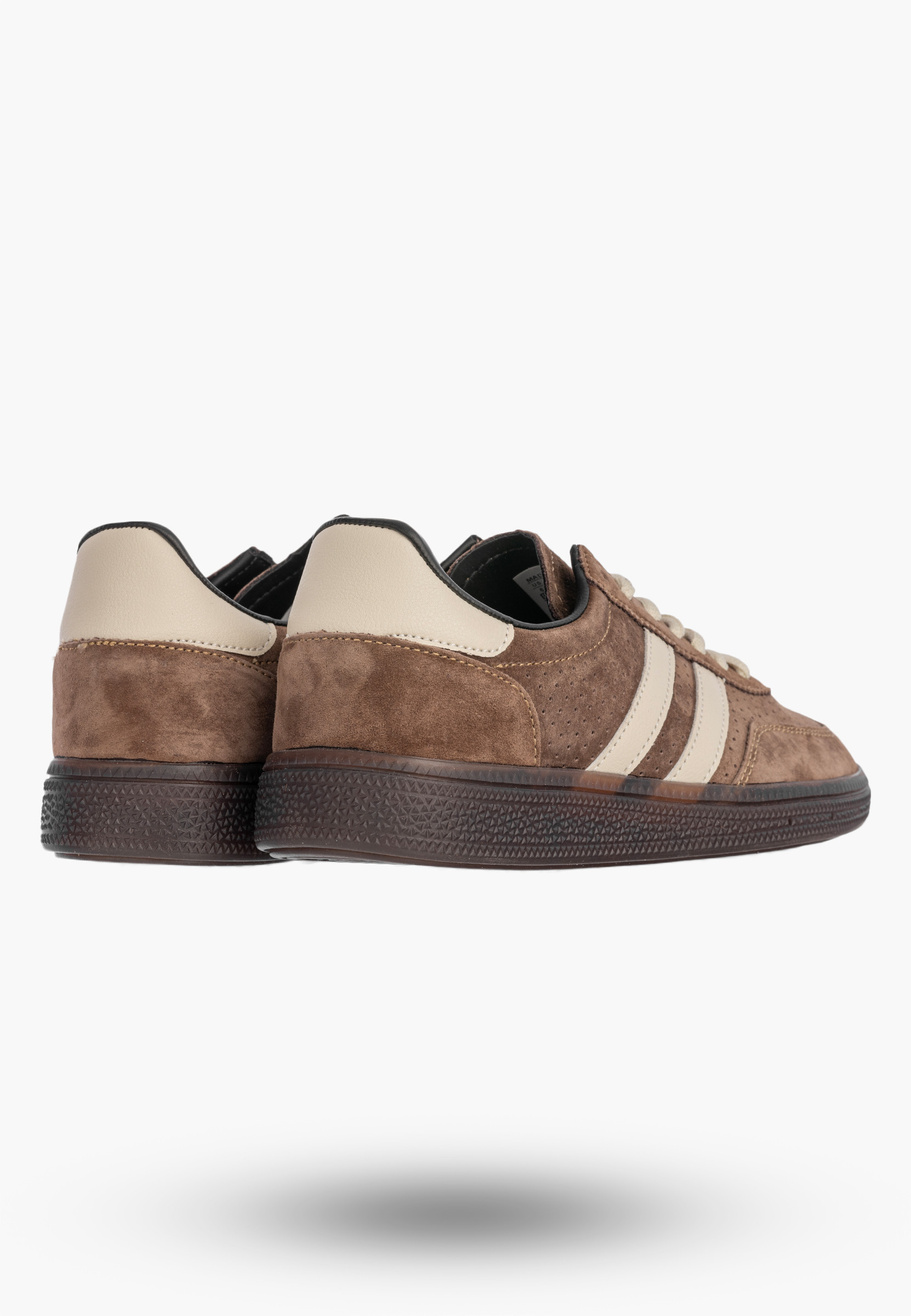 Sneakersy Damskie Skórzane Buty Sportowe Zamszowe Brązowe