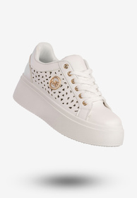 Sneakersy Damskie Ekoskóra Buty Na Platformie Białe MSMG LH201-9