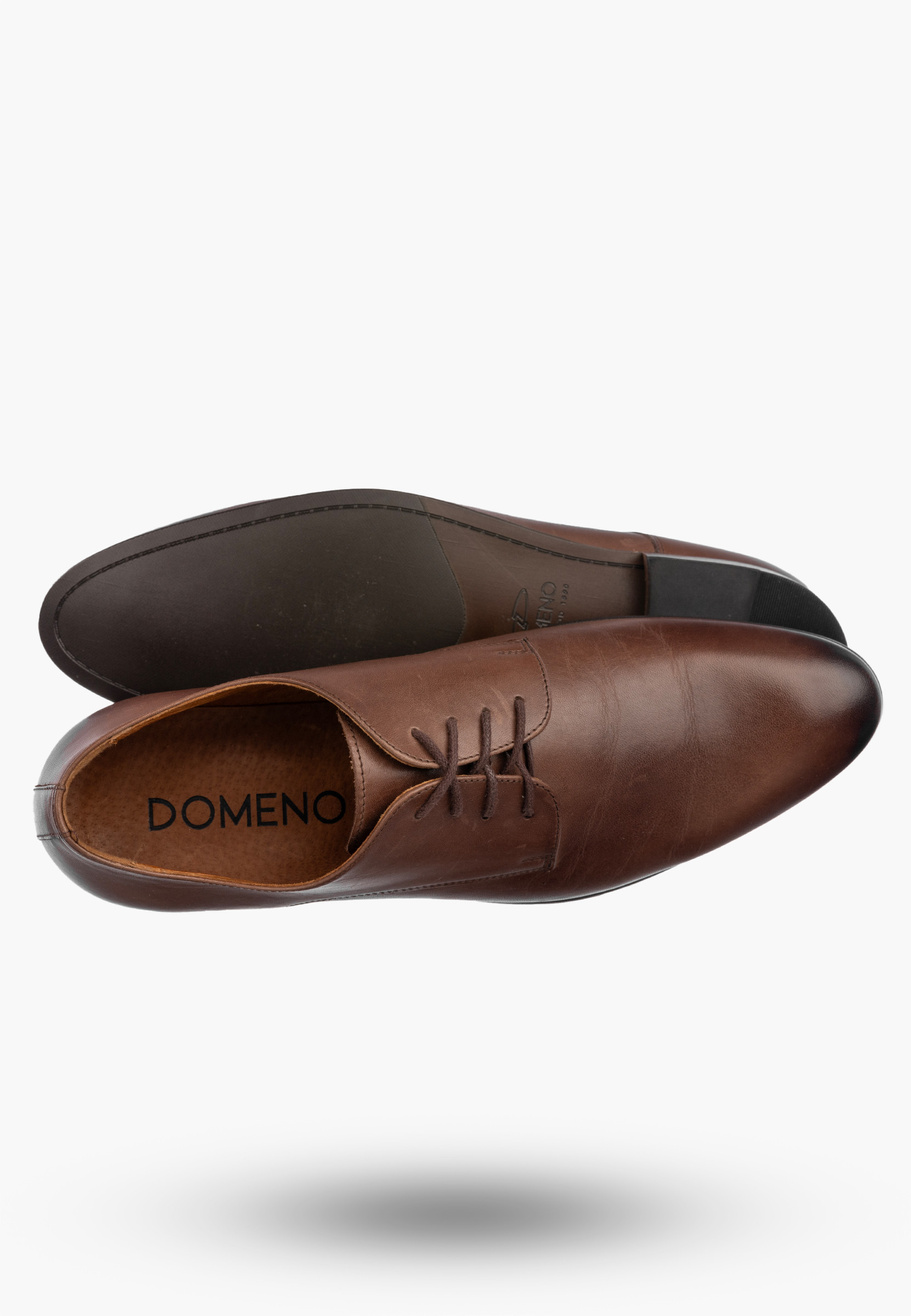 Półbuty Wizytowe Męskie Skórzane Buty Eleganckie Brązowe Domeno