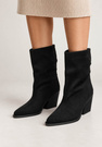 Botki Damskie Buty Na Zimę Eleganckie Stylowe Wsuwane Czarne