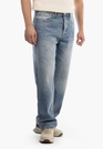 Jeansy Męskie Jeansowe Proste Luźne Straight Spodnie Ciemny Denim