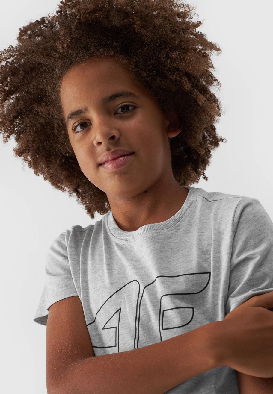 Koszulka 4F chłopięca szara t-shirt basic