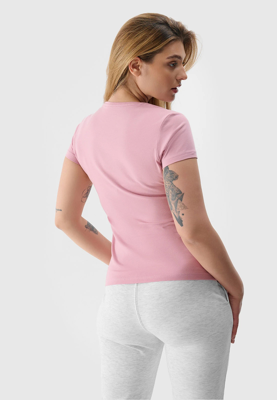 Koszulka Damska 4F Sportowy T-shirt Różowy Slim Fit 4FWSS24TTSHF1161