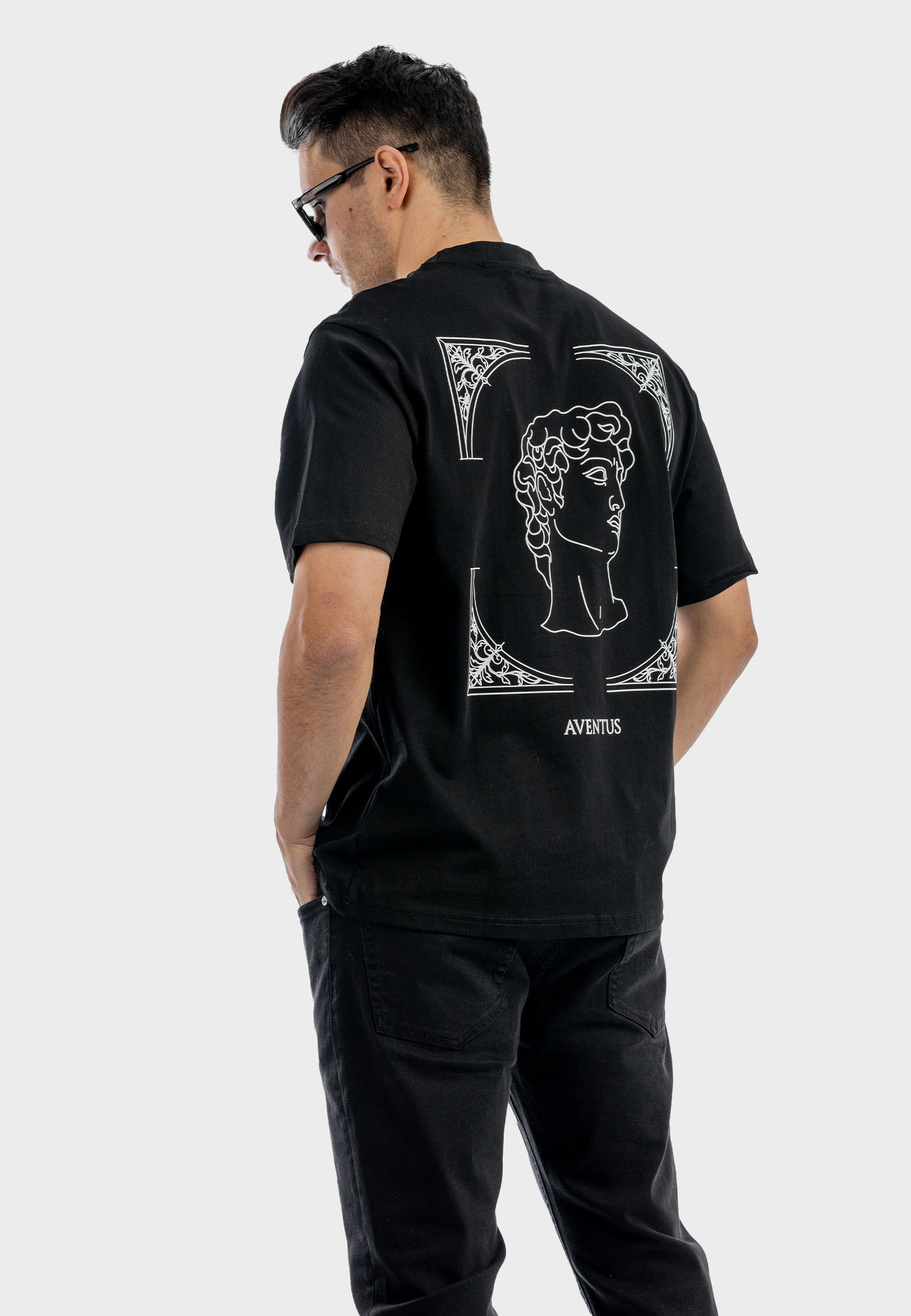 Koszulka Męska Oversize T-Shirt Czarny z nadrukiem Aventus