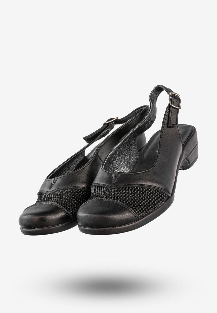 Sandały Damskie Skórzane Buty Czółenka Wygodne Czarne Demi 913