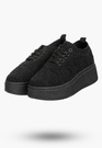 Sneakersy Damskie Na Platformie Buty Ażurowe Półbuty Czarne