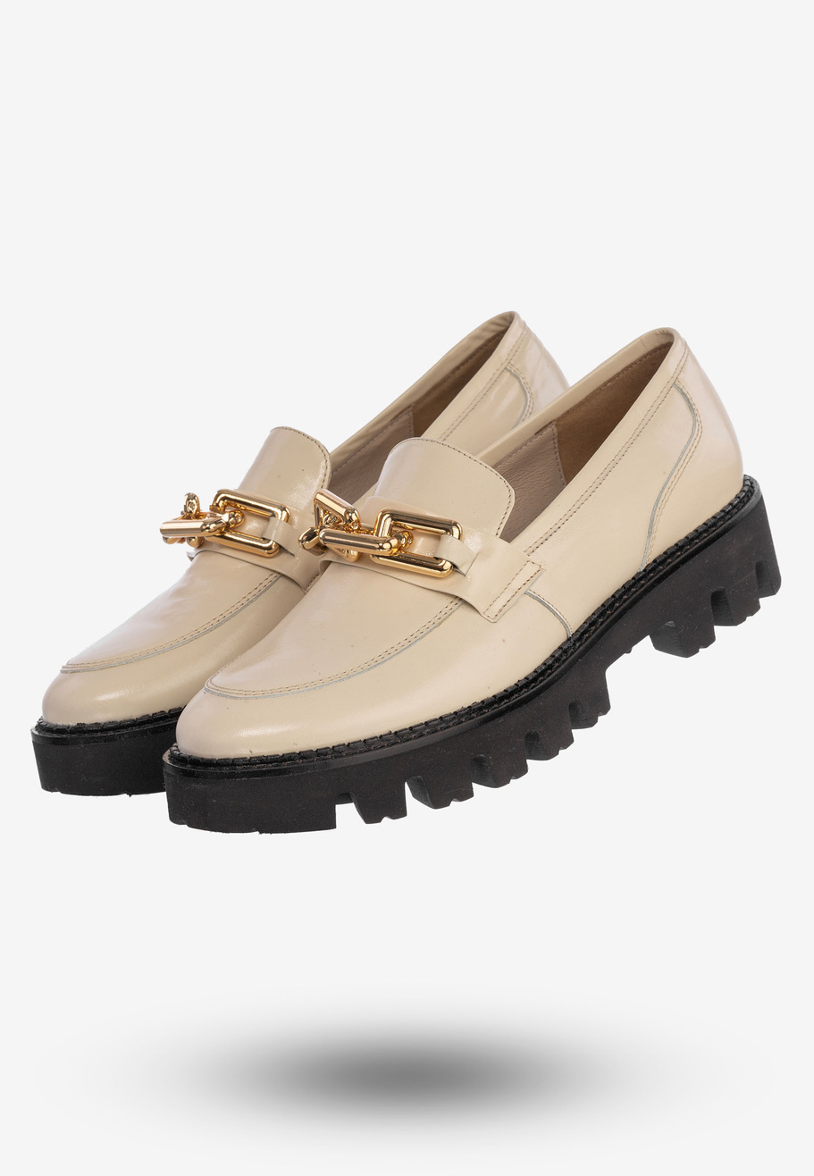 Półbuty Damskie Buty Skórzane Eleganckie Beżowe Modne 3982/001-P