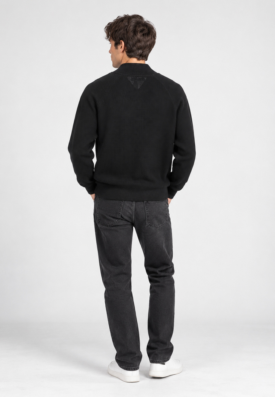 Sweter Męski Rozpinany Na Zamek Klasyczny Casual Elegancki Czarny
