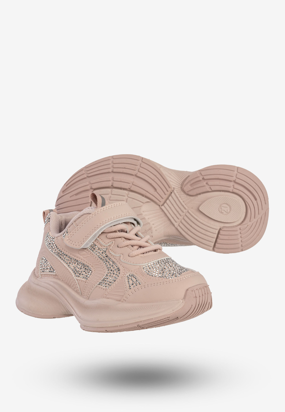 Sneakersy Dziecięce Ekoskóra Buty Sportowe Na Rzepy Półbuty Różowe Apawwa G1814P