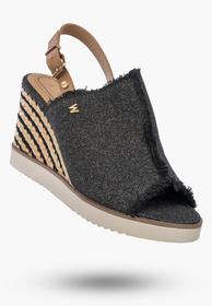 Sandały Damskie Wrangler Na Koturnie Buty Materiałowe Espadryle Grafitowe Mailorca Sabot