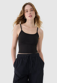Crop-top Damski 4F Slim Fit Koszulka Na Ramiączkach Czarna 4FWSS25TSLEF127