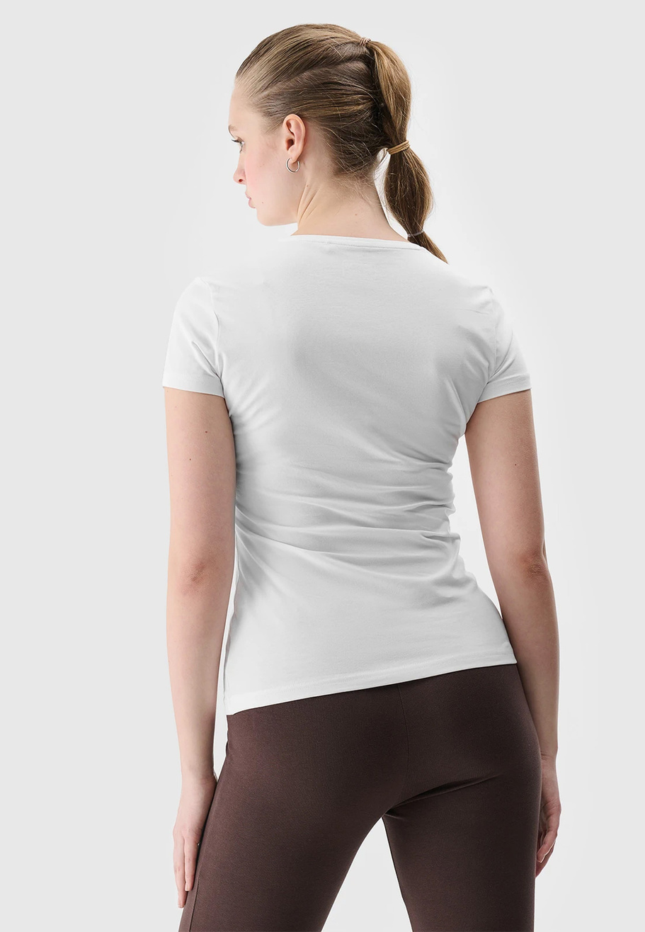 Koszulka Damska 4F Sportowy T-shirt Biały Slim Fit 4FWSS24TTSHF1161