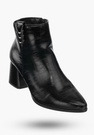 Buty Damskie Botki Ocieplane Ekoskóra Czarne Na Klocku Na Zimę RMR2025-4