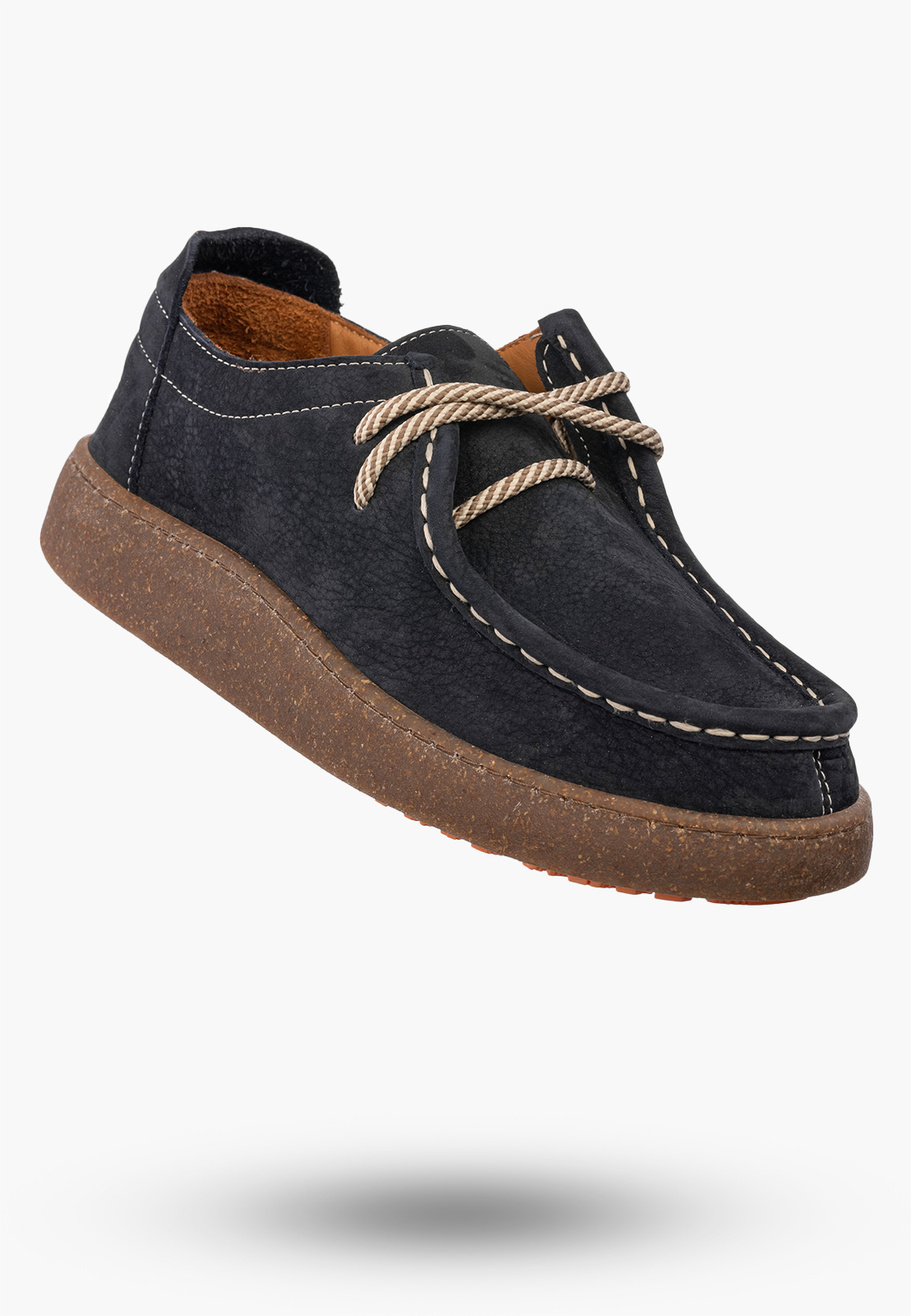 Półbuty Damskie Skórzane Buty Sznurowane Casual Ravini Granatowe