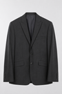 Garnitur Męski Jednorzędowy Dwuczęściowy Wełna Slim Ciemny Grafit Włoski