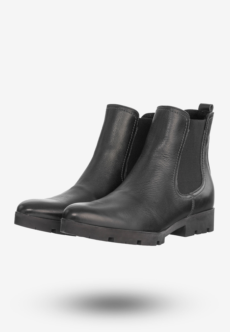 Buty Damskie Botki Ze Skóry Naturalnej Na Płaskim Obcasie Na Zimę Granatowe B-117/3