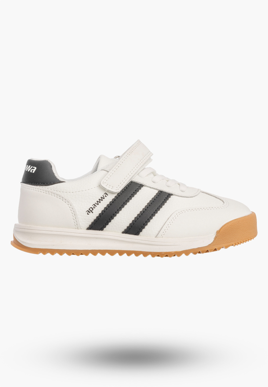 Sneakersy Dziecięce Ekoskóra Buty Na Rzepy Sportowe Skórzana Wkładka Białe Apawwa ABC4674R