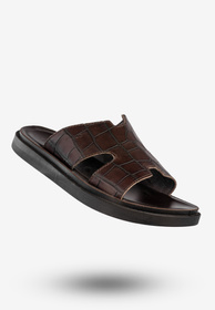 Klapki Męskie Skórzane Buty Eleganckie Wygodne Brązowe Tibet