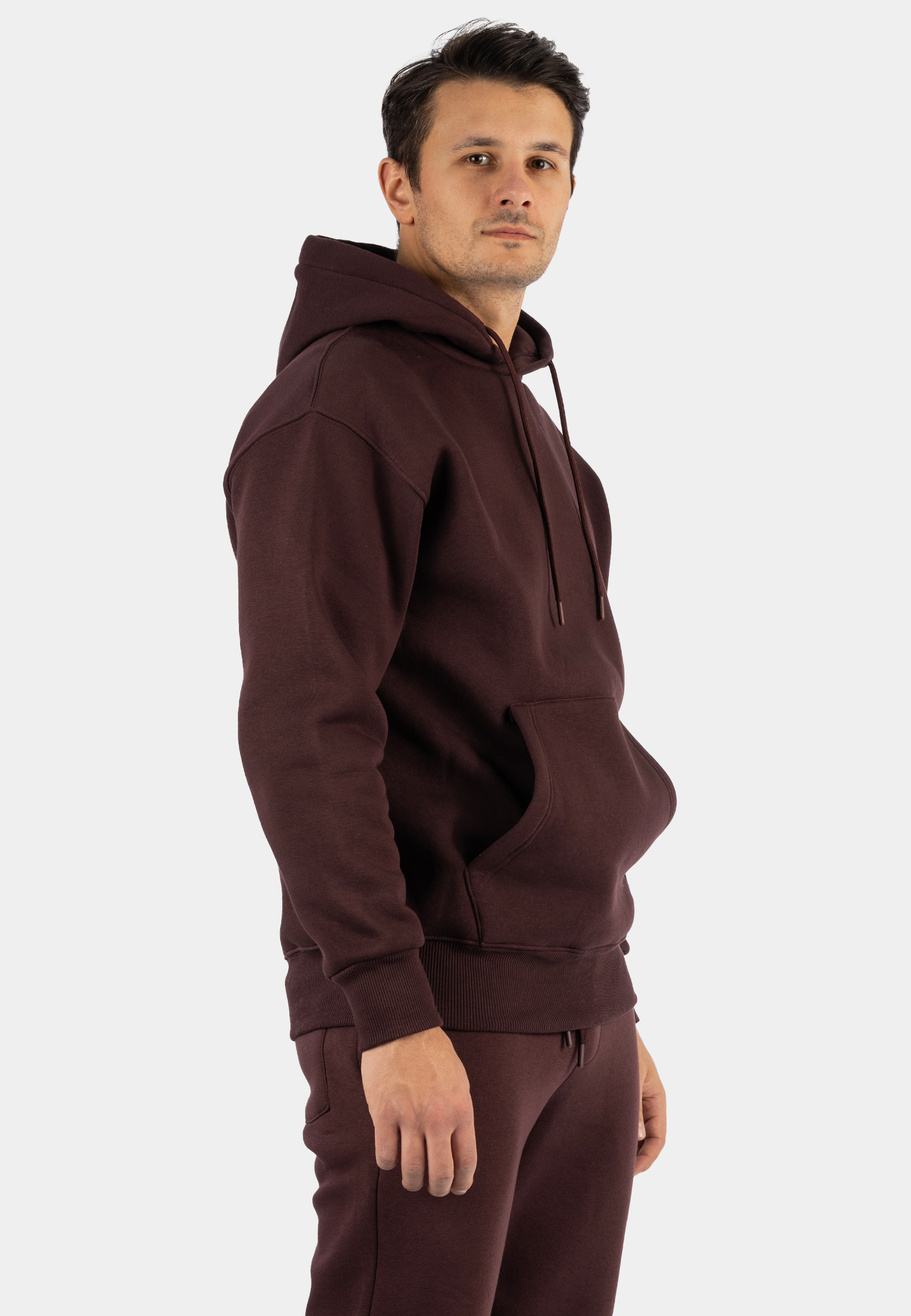 Komplet Dresowy Męski Ocieplany Bluza z kapturem Dresy Basic Bordowy