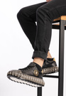 Męskie JOHN DOUBARE Skórzane Czarne Sneakersy CC2881