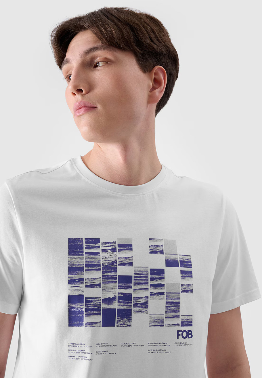 Koszulka Męska 4F T-shirt Biały z nadrukiem 4FRSS24TTSHM2107