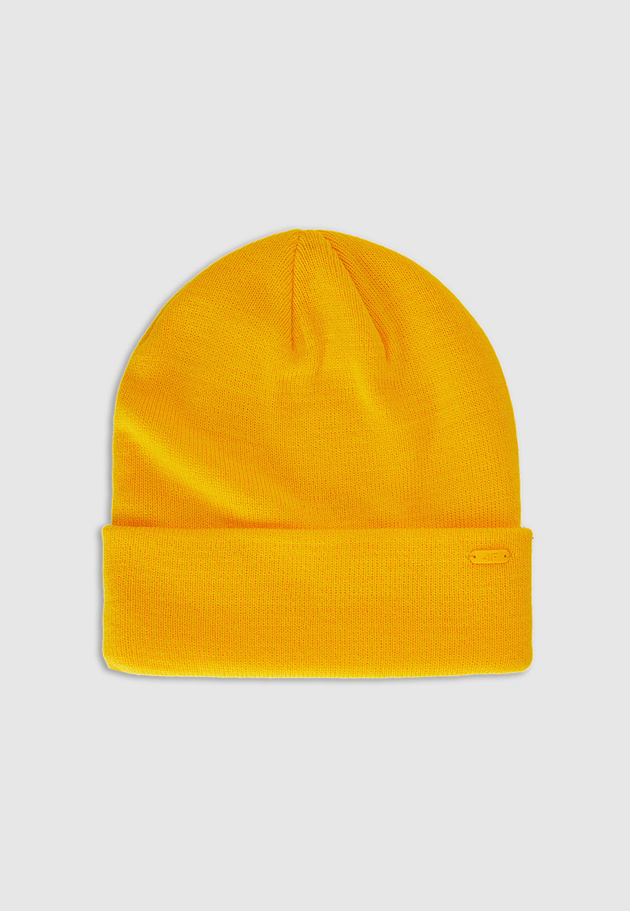 Czapka 4F Zimowa Beanie Uniseks Sportowa Żółty 4FWAW25ACAPU622