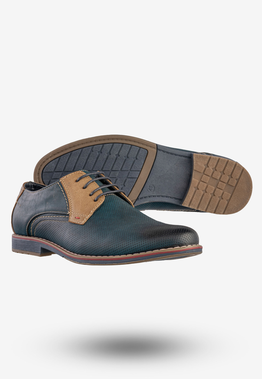 Półbuty Wizytowe Męskie Ekoskóra Buty Eleganckie Granatowe Goodin GD-LJ-930