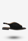 Sandały Damskie Buty Eleganckie Płaski Obcas Skórzana Wkładka Czarne Potocki 25-43329BK