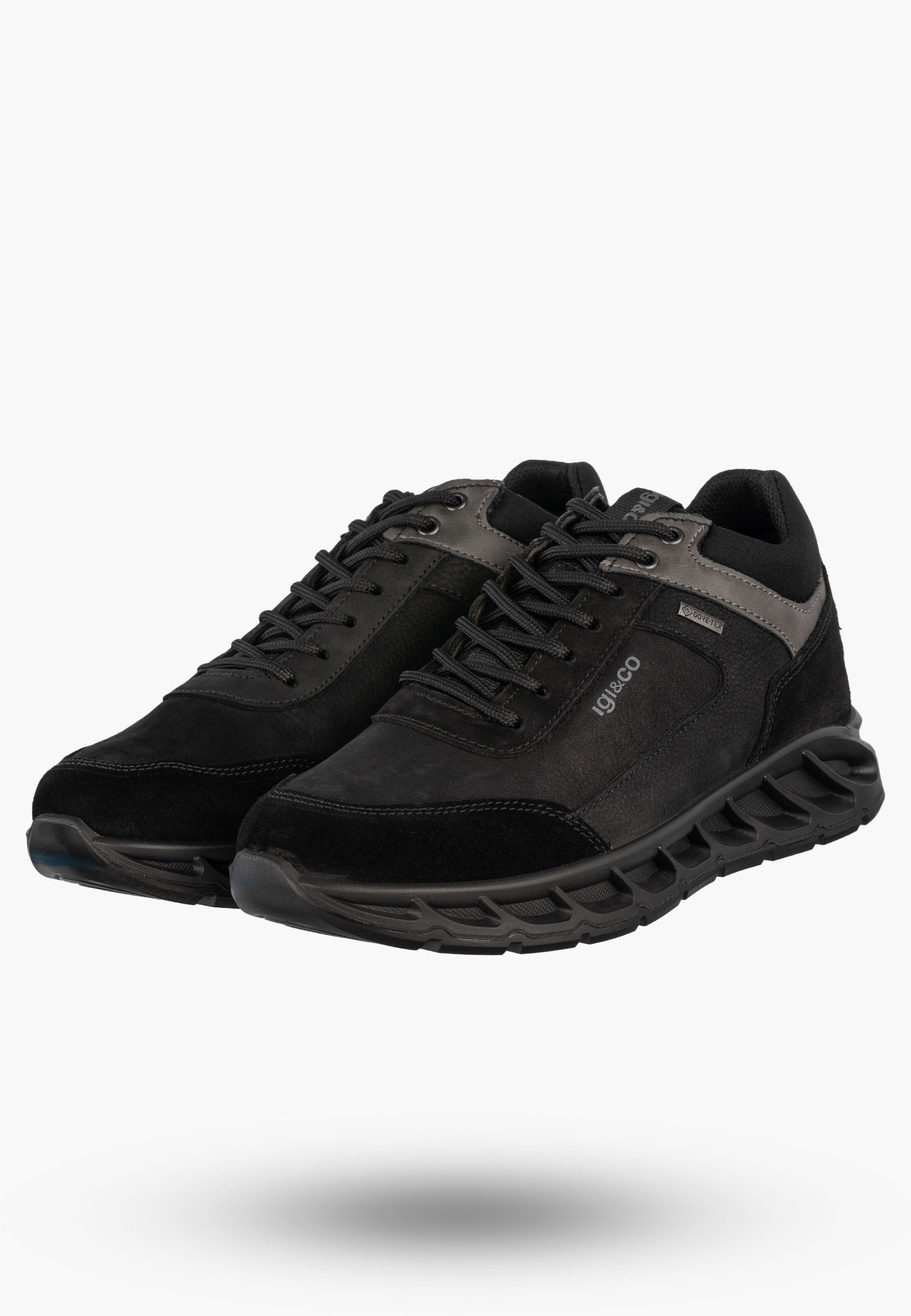 Sneakersy Męskie Skórzane Buty Wodoodporne Sportowe Czarne IGI&CO 8626500