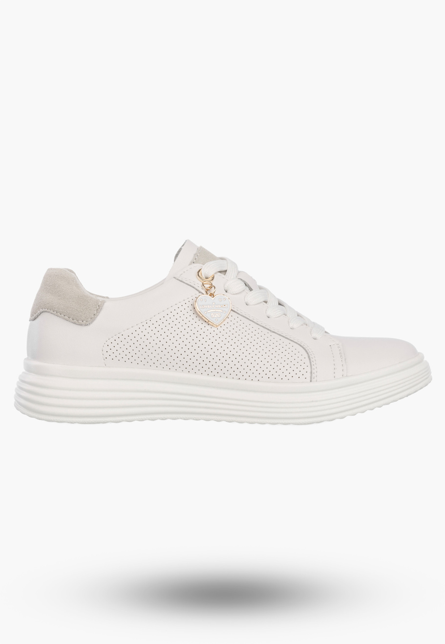 Półbuty Damskie Buty Skórzane Sneskersy z zawieszką Białe Filippo DP6860/26 WH