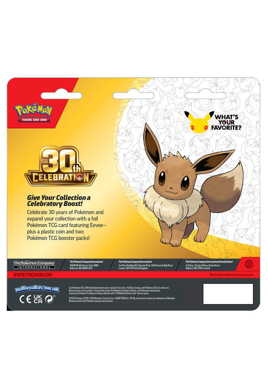Pokémon TCG 30th Celebration 2-Pack Eevee 2 boostery foil żeton kolekcjonerski