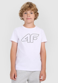 Koszulka Chłopięca 4F T-shirt Z Nadrukiem Biała 4FJWMM00TTSHM2331